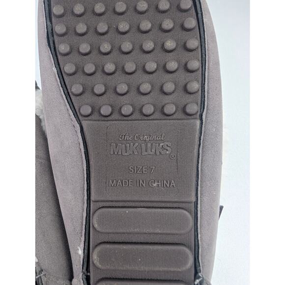 Mukluks Womens 7 Jayluh Suede & Faux Fur Lining Moccasin Slipper - Purplish Gray - Picture 7 of 7